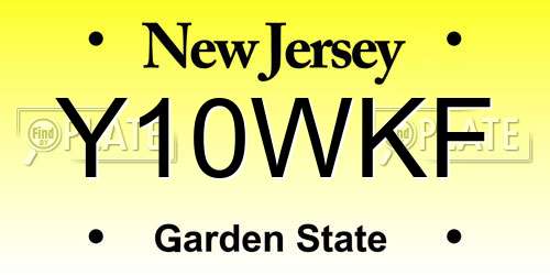 Y10WKF New Jersey License Plate