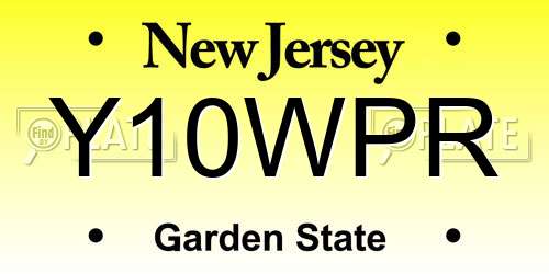 Y10WPR New Jersey License Plate