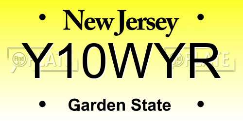Y10WYR New Jersey License Plate