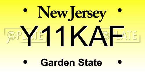Y11KAF New Jersey License Plate