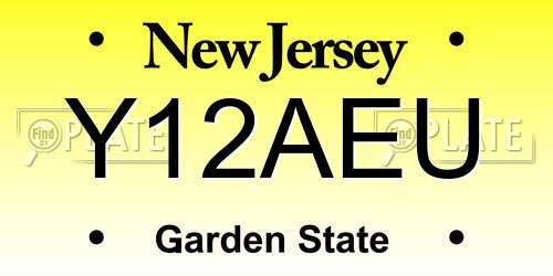 Y12AEU New Jersey License Plate