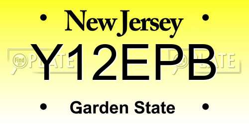 Y12EPB New Jersey License Plate