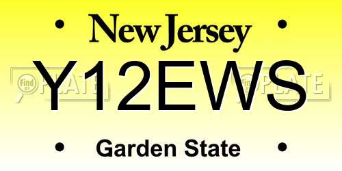 Y12EWS New Jersey License Plate