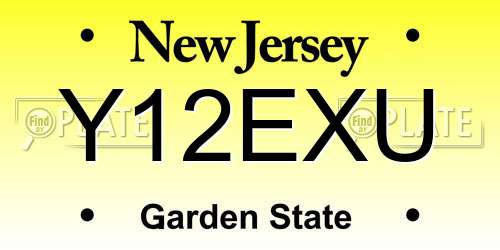 Y12EXU New Jersey License Plate