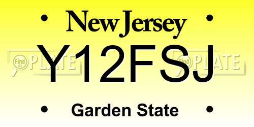 Y12FSJ New Jersey License Plate
