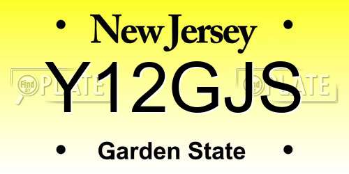 Y12GJS New Jersey License Plate