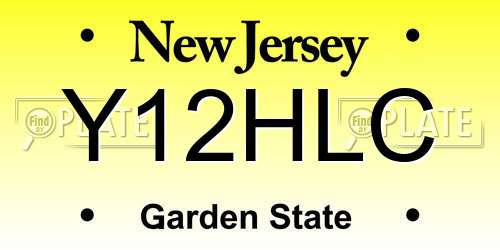 Y12HLC New Jersey License Plate