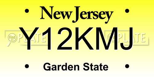 Y12KMJ New Jersey License Plate