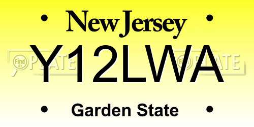 Y12LWA New Jersey License Plate