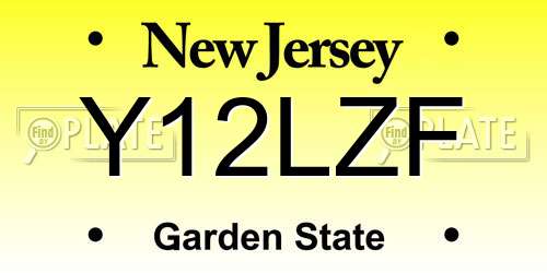 Y12LZF New Jersey License Plate