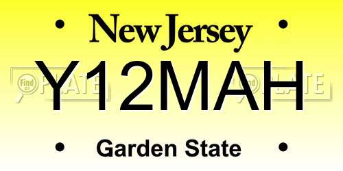Y12MAH New Jersey License Plate