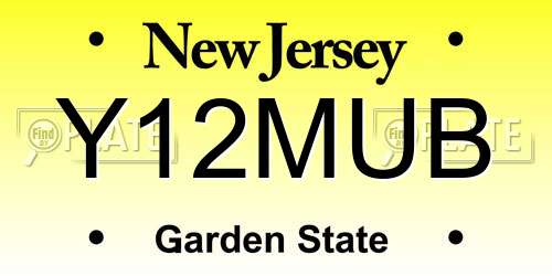 Y12MUB New Jersey License Plate