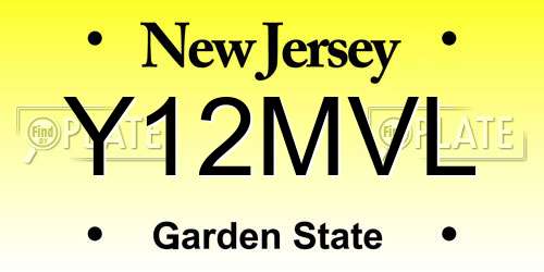 Y12MVL New Jersey License Plate
