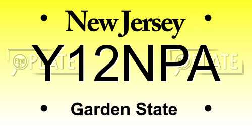 Y12NPA New Jersey License Plate