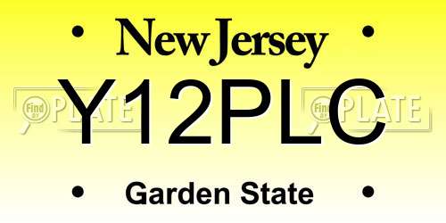 Y12PLC New Jersey License Plate
