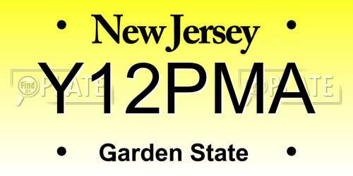 Y12PMA New Jersey License Plate