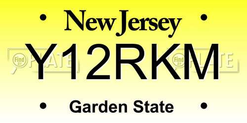 Y12RKM New Jersey License Plate