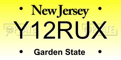 Y12RUX New Jersey License Plate