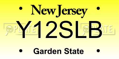 Y12SLB New Jersey License Plate