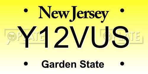 Y12VUS New Jersey License Plate