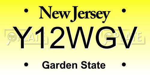 Y12WGV New Jersey License Plate