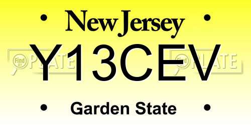Y13CEV New Jersey License Plate