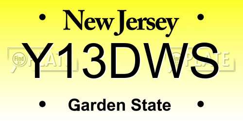 Y13DWS New Jersey License Plate