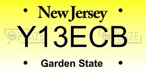 Y13ECB New Jersey License Plate