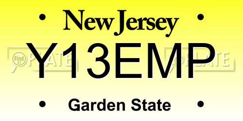 Y13EMP New Jersey License Plate