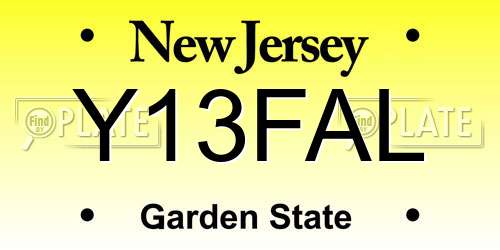 Y13FAL New Jersey License Plate