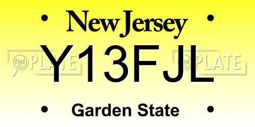 Y13FJL New Jersey License Plate