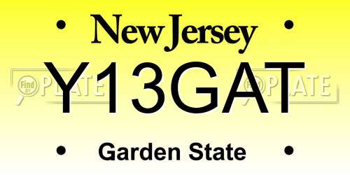 Y13GAT New Jersey License Plate