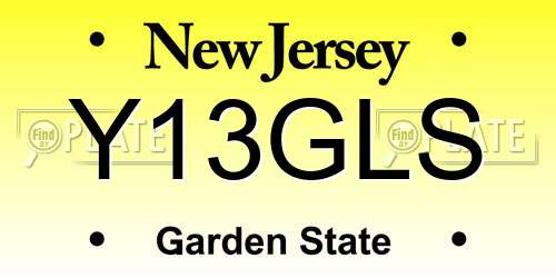 Y13GLS New Jersey License Plate