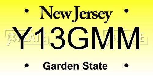 Y13GMM New Jersey License Plate