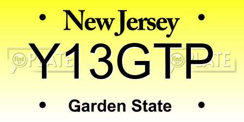 Y13GTP New Jersey License Plate