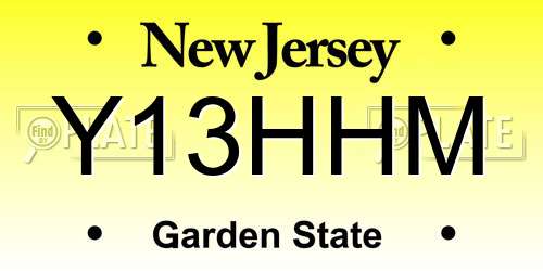 Y13HHM New Jersey License Plate
