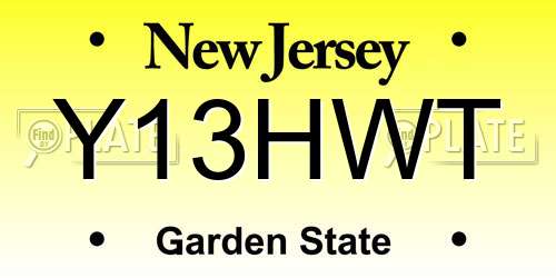Y13HWT New Jersey License Plate