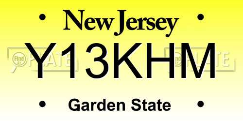 Y13KHM New Jersey License Plate