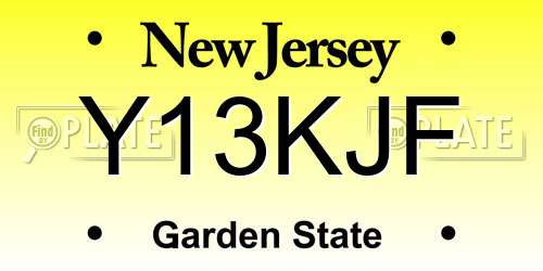 Y13KJF New Jersey License Plate