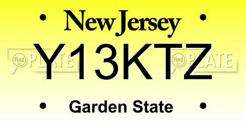 Y13KTZ New Jersey License Plate