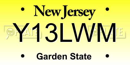 Y13LWM New Jersey License Plate