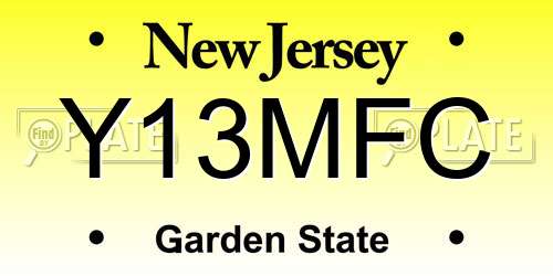 Y13MFC New Jersey License Plate