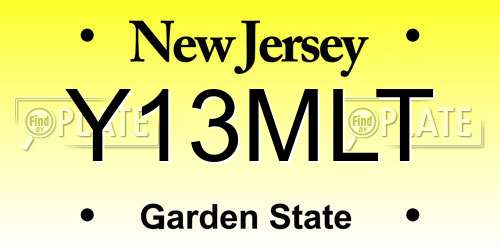 Y13MLT New Jersey License Plate