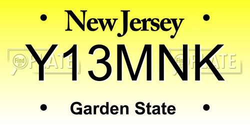 Y13MNK New Jersey License Plate