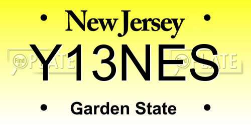 Y13NES New Jersey License Plate