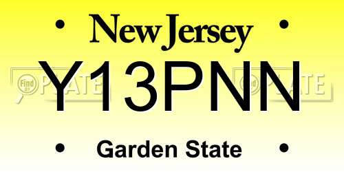 Y13PNN New Jersey License Plate