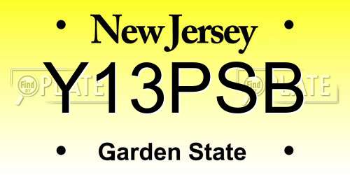 Y13PSB New Jersey License Plate