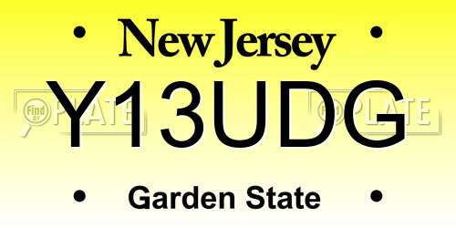 Y13UDG New Jersey License Plate