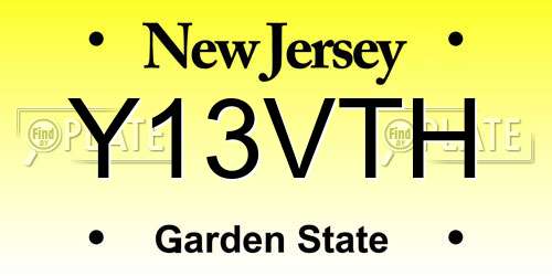 Y13VTH New Jersey License Plate