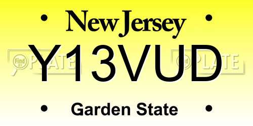 Y13VUD New Jersey License Plate